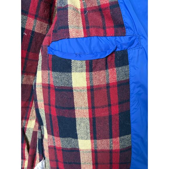 American Eagle Outfitters Down Vest Womens Medium Blue Flannel Lined Puffer - Picture 7 of 11